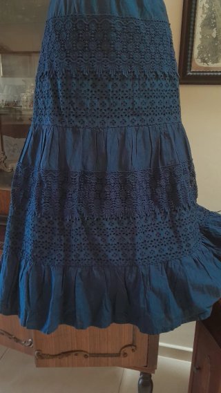 Gonna lunga cotone blu