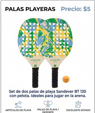 Set 2 Palas Playa Sandever BT 130 + Pelota