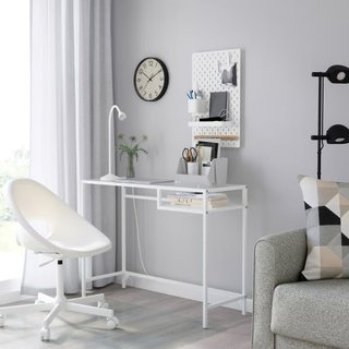 Scrivania in vetro e metallo bianco