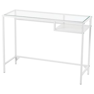 Scrivania in vetro e metallo bianco