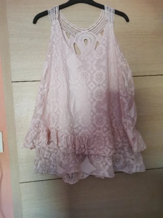 Blusa de encaje rosa
