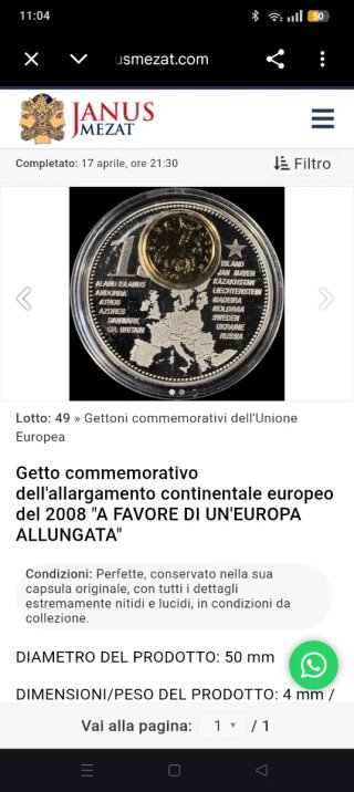Medaglia commemorativa ampliamento Euro in capsula