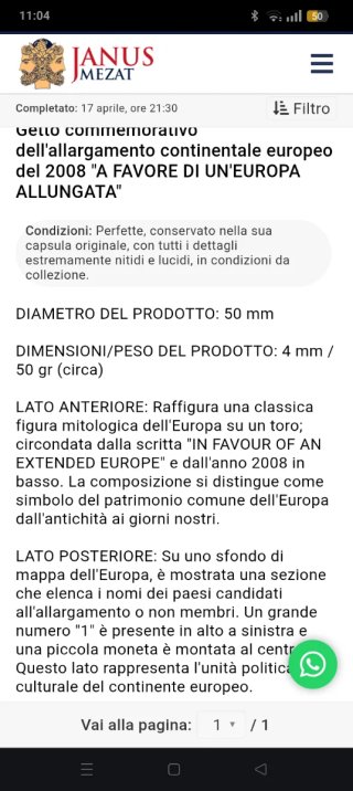 Medaglia commemorativa ampliamento Euro in capsula
