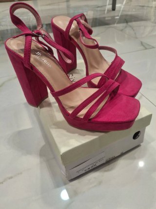 Sandalias de Tacón Ancho Fucsias Sixth Sense, 40