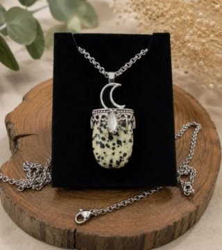 Colgante de Acero con Piedra Jaspe Dálmata