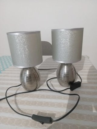 Set de 2 Lámparas de Mesa Plateadas