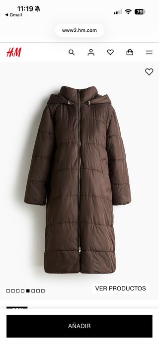 Abrigo acolchado premamá H&M marrón oscuro