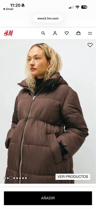 Abrigo acolchado premamá H&M marrón oscuro