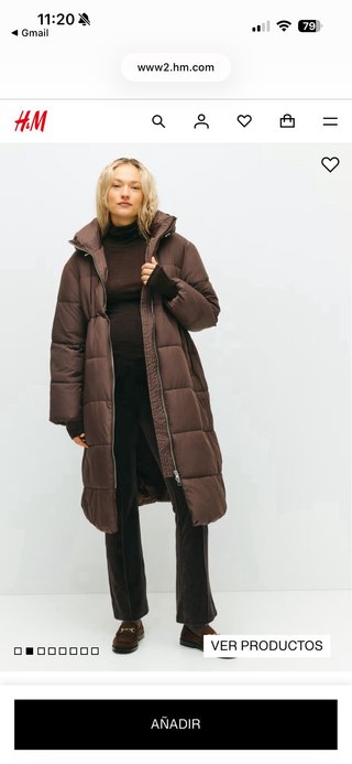 Abrigo acolchado premamá H&M marrón oscuro