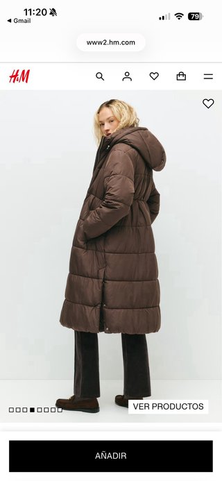 Abrigo acolchado premamá H&M marrón oscuro