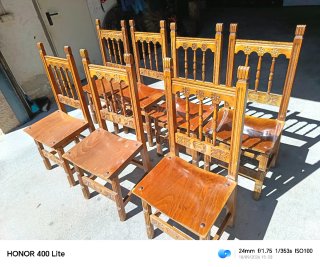 Set de 7 sillas de madera para comedor