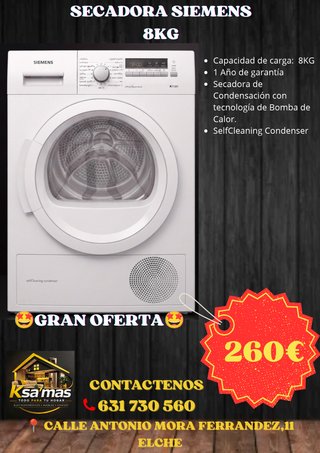 Secadora Siemens 8 Kg Bomba de Calor