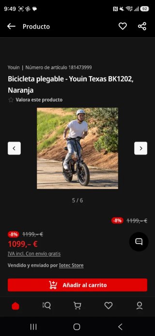 Bicicleta Eléctrica Plegable Youin Texas BK1202