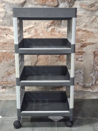 Carrito organizador de plástico gris