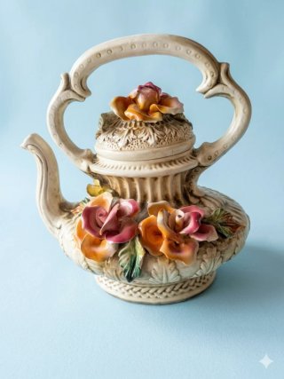 Tetera Vintage Porcelana Capodimonte (Italia) -