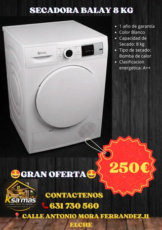 Secadora Balay 8 Kg Blanca Bomba Calor