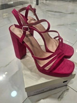 Sandalias Tacón Ancho Fucsias Sixth Sense Talla 41