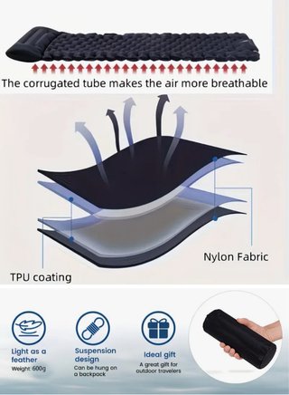 Colchoneta hinchable camping con almohada