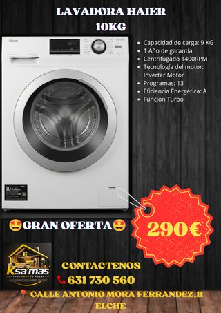 Lavadora Haier 10Kg 1400RPM