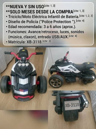 Moto Eléctrica Infantil Policía