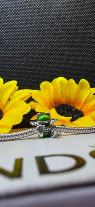 Charm Rana Plata y Esmalte Verde
