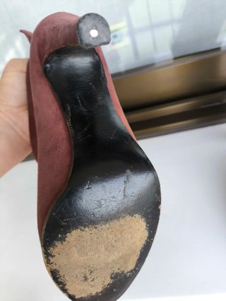 Botines tacón ante rosa/marrón T37