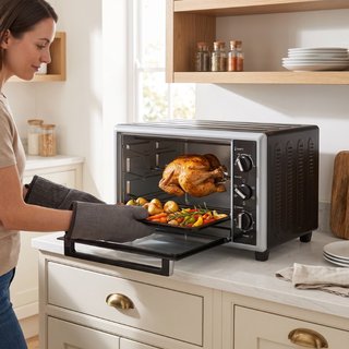 46 L Mini-Backofen mit Drehspieß, Umluft, Temperat