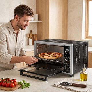 46 L Mini-Backofen mit Drehspieß, Umluft, Temperat
