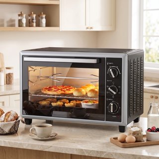 46 L Mini-Backofen mit Drehspieß, Umluft, Temperat