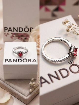 Anillo Pandora Corazón Rojo