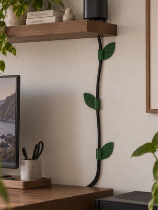 Organizador de cables con diseño de hojas