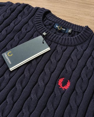 Jersey Fred Perry trenzado azul marino XL