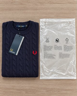 Jersey Fred Perry trenzado azul marino XL