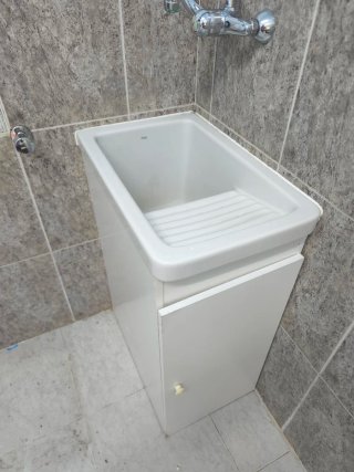 Pila de Fregadero Blanca Con mueble