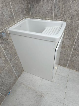 Pila de Fregadero Blanca Con mueble