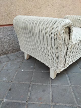 Divano letto in vimini e legno massello per terrazzo vintage