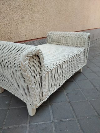 Divano letto in vimini e legno massello per terrazzo vintage