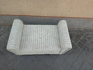 Divano letto in vimini e legno massello per terrazzo vintage