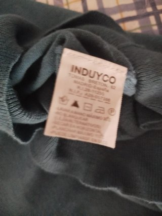Jersey cuello alto fino color verde azulado