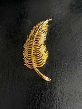 Broche Pluma Baño Oro
