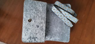 Bolso Clutch de Terciopelo Azul Plata