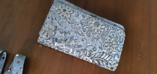Bolso Clutch de Terciopelo Azul Plata