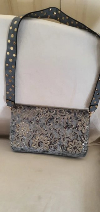 Bolso Clutch de Terciopelo Azul Plata