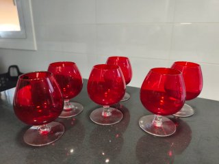 Juego 6 Copas Licores Rojas