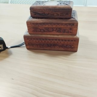 Juego 3 Cajas Madera Talladas