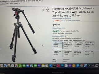 Trípode Manfrotto Vídeo y Fotografía mk290lta3-v