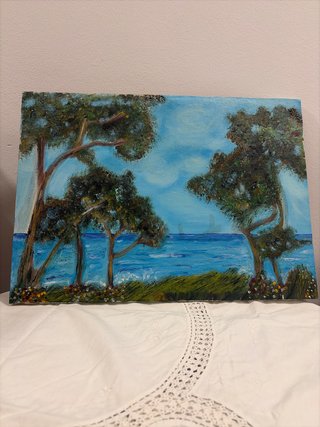 Cuadro al óleo paisaje marino