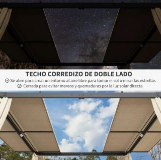 Cenador de acero con techo corredizo