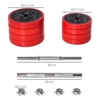 Set 2 in 1 Bilanciere e Manubri Pesi da 20kg, Disc