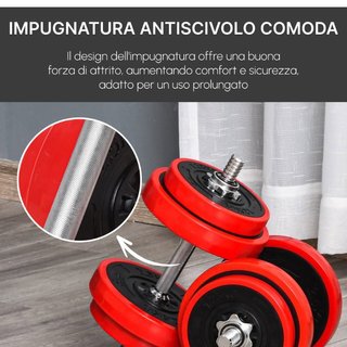Set 2 in 1 Bilanciere e Manubri Pesi da 20kg, Disc